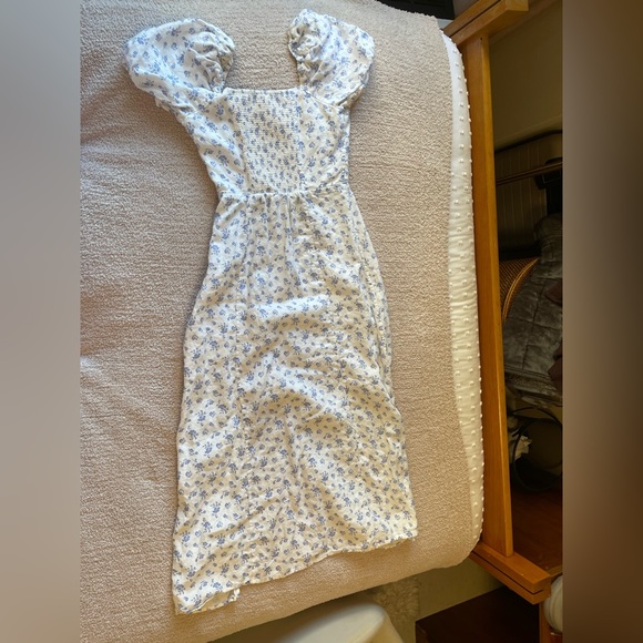 & Other Stories Puff Sleeve Linen Midi Dress – Size 4 - Picture 14 of 14